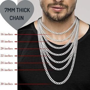 18” Men’s Solid 925 Sterling Silver Cuban Chain